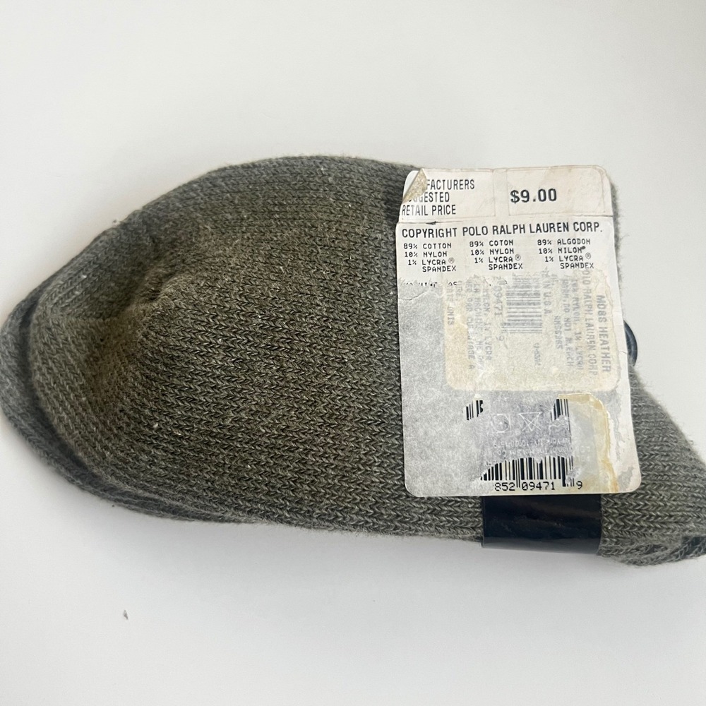 Ralph Lauren Polo Sport Mens Ribbed Crew Socks Moss Heather Green Pony Logo - Picture 4 of 4